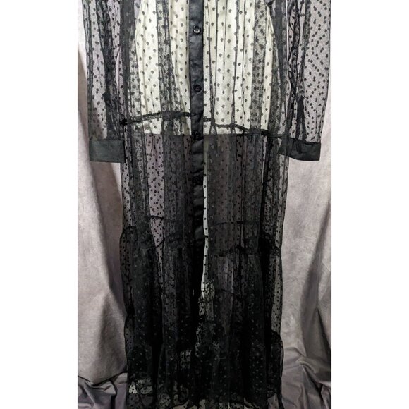 Vintage Spoon Jeans Sheer Black Polka Dot Maxi Dress - Picture 5 of 16